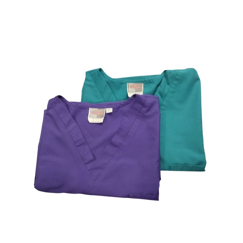 Lot Of 2 Scrubzone Nurse Medical Scrub Tops XL Green And Purple